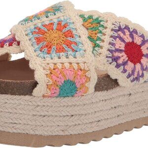 Casual Sandal Cotton Open Toe Platform Espadrille Rubber Sole for Warm Weather
